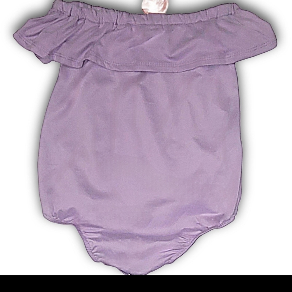 Bailey's Blossoms Toddler Solid Purple Off The Shoulder Flutter Sleeve Leo 4t